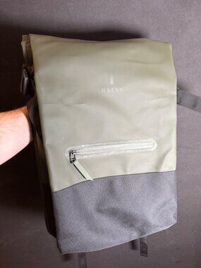 Rains Trail Rolltop Backpack W3 Green/Black Outdoor Waterproof NEW *READ